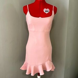 Pale Pink Bodycon Mini Dress with Ruffle